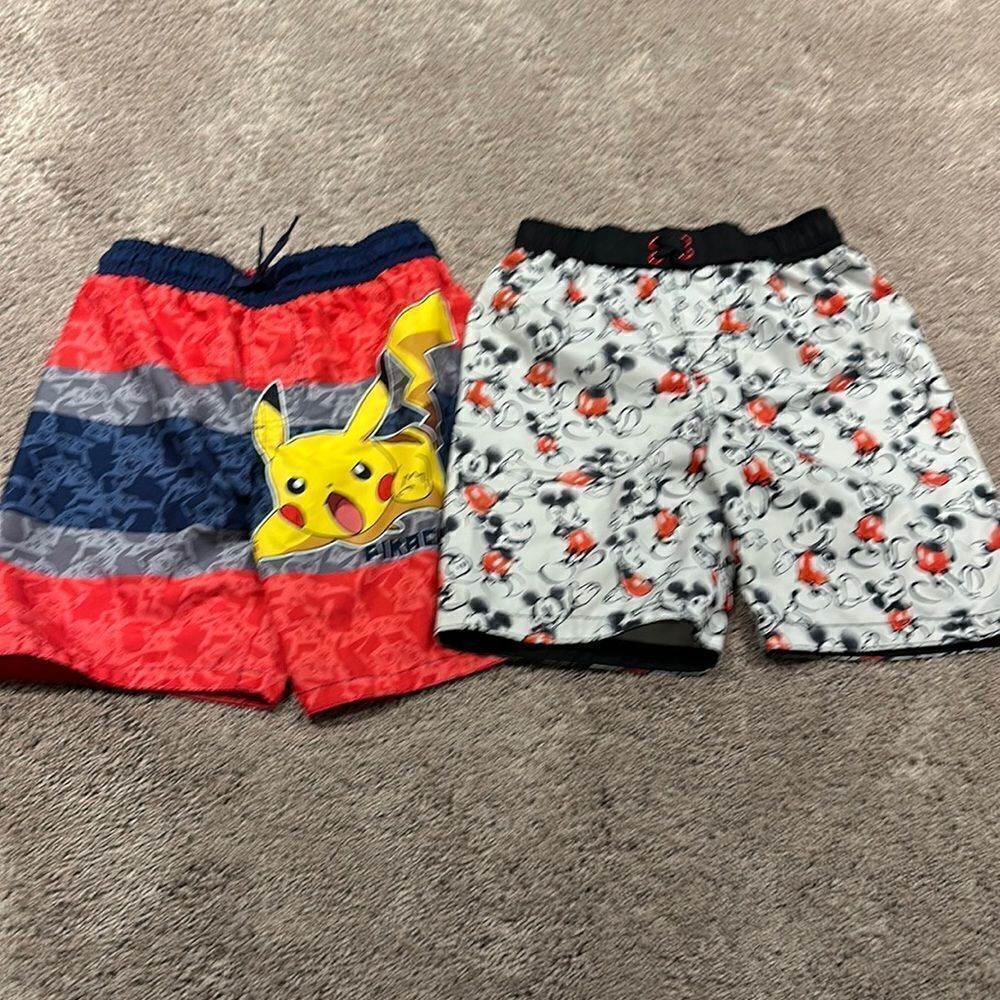 POKÉMON and MICKEY!! Size small! Swim trunks! Like new!